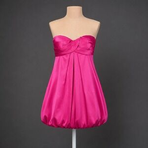 Vintage Y2K Cache 100% Silk Strapless Mini Dress Size 6 Pink Coquette Hoco Retro